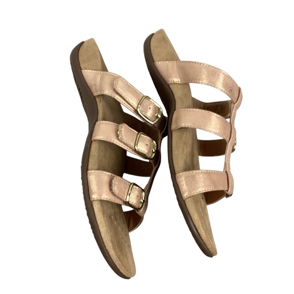 Vionic Misa Rose Gold Metallic Leather Strappy Slide Sandals Size 8 - Picture 3 of 7